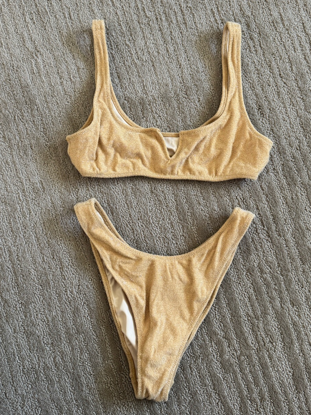 Golden Textured Bikini Set